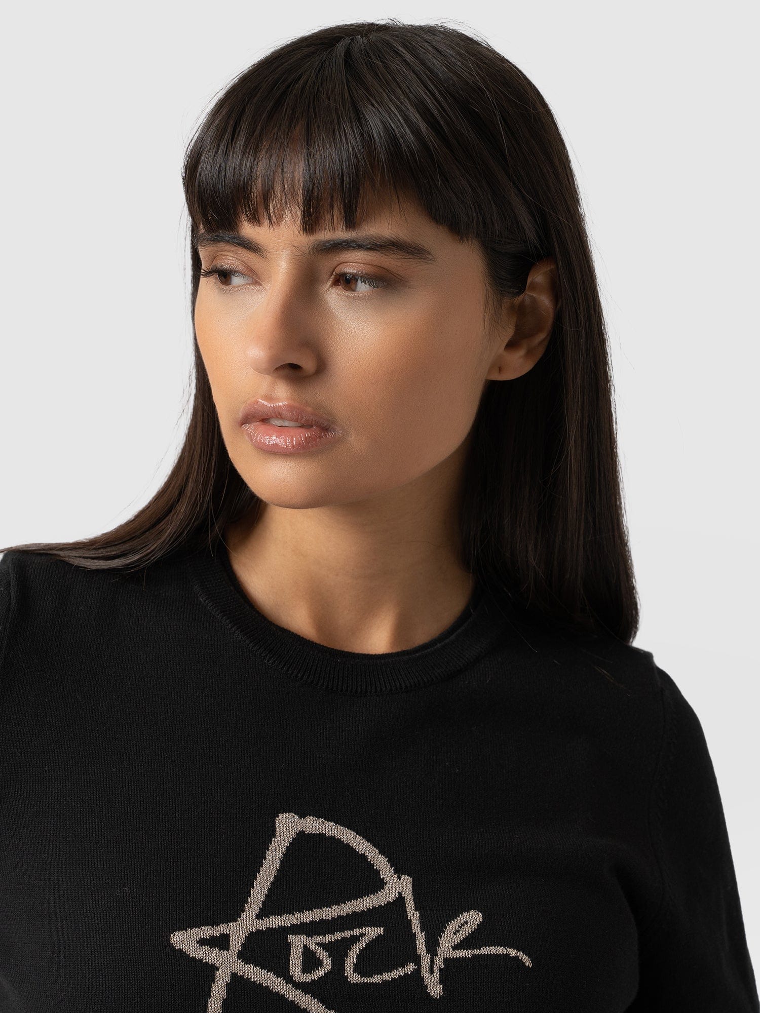 Rock Intarsia Jumper Short Sleeve - Black